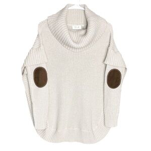 RD Style Cowl Neck Sweater Open Sides w/ Elbow Patches Women’s Size Small